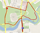 The map with the race route of the stage Adelaide City Council Street Circuit of the Tour Down Under 2012 on Google Maps