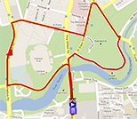 De kaart met het parcours van de zesde etappe van de Tour Down Under 2013 op Google Maps