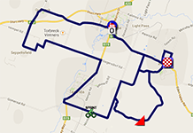 De kaart met het parcours van de eerste etappe van de Tour Down Under 2014 op Google Maps
