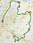 De kaart met het parcours van de tweede etappe van de Tour Down Under 2014 op Google Maps