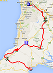 The map with the race route of the fourth stage of the Tour Down Under 2014 on Google Maps