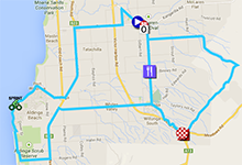 La carte avec le parcours de la cinquime tape du Tour Down Under 2014 sur Google Maps