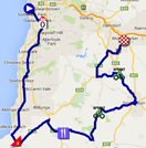 La carte avec le parcours de la quatrime tape du Tour Down Under 2015 sur Google Maps