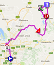 La carte avec le parcours de la eerste etappe du Tour Down Under 2017 op Google Maps