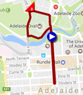 La carte avec le parcours de la zesde etappe du Tour Down Under 2017 op Google Maps