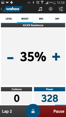 The resistance training mode in Wahoo Fitness