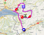 The race route of the first stage of the Tour de Romandie 2011 on Google Maps