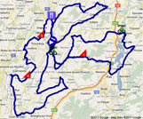 La carte du parcours de la deuxime tape du Tour de Romandie 2011 sur Google Maps