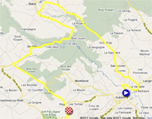 De kaart met het parcours van de vierde etappe van de Ronde van Romandië 2011 op Google Maps