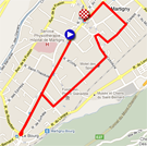 De kaart met het parcours van de proloog van de Ronde van Romandië 2011 op Google Maps