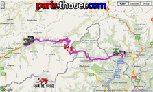 La carte du parcours de la deuxième étape du Tour de Suisse 2010 sur Google Maps