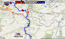 The route of the seventh stage of the Tour of Switzerland 2010 on Google Maps