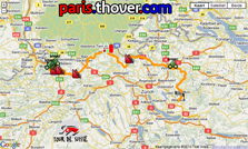 La carte du parcours de la huitième étape du Tour de Suisse 2010 sur Google Maps
