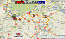 De kaart met het parcours van de achtste etappe van de Ronde van Zwitserland 2010 op Google Maps