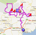 De kaart met het parcours van de tweede etappe van de Tour du Haut Var 2012 op Google Maps