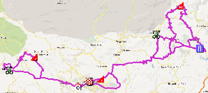 De kaart met het parcours van de tweede etappe van de Tour du Haut Var-Matin 2013 op Google Maps