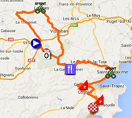 The map with the race route of the first stage of the Tour Haut Var-Matin 2014 on Google Maps