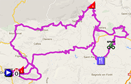 The map with the race route of the second stage of the Tour Haut Var-Matin 2014 on Google Maps
