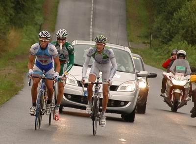The escaped riders: Nicolas Roche, Hannes Blank and Geoffroy Lequatre