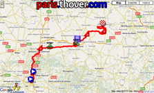 De kaart met het parcours van de eerste etappe van de Tour du Limousin 2010 op Google Maps