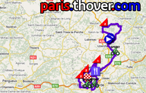 The route map for the third stage of the Tour du Limousin 2010 on Google Maps