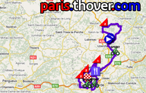 La carte du parcours de la troisime tape du Tour du Limousin 2010 sur Google Maps