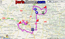 La carte du parcours de la quatrième étape du Tour du Limousin 2010 sur Google Maps