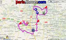 De kaart met het parcours van de vierde etappe van de Tour du Limousin 2010 op Google Maps