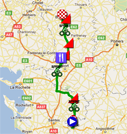 De kaart met het parcours van de tweede etappe van de Tour Poitou-Charentes 2011 op Google Maps