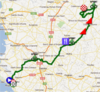 La carte du parcours de la deuxième étape du Tour Poitou-Charentes 2012 sur Google Maps