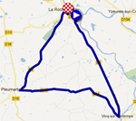 De kaart met het parcours van de vierde etappe van de Tour Poitou-Charentes 2012 op Google Maps