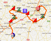 The map with the race route of the fifth stage of the Tour Poitou-Charentes 2012 on Google Maps