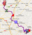 La carte du parcours de la première étape du Tour Poitou-Charentes 2014 sur Google Maps