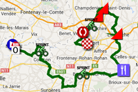 La carte du parcours de la deuxième étape du Tour Poitou-Charentes 2014 sur Google Maps