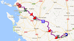 La carte du parcours de la première étape du Tour Poitou-Charentes 2016 sur Google Maps