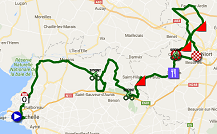 La carte du parcours de la deuxième étape du Tour Poitou-Charentes 2016 sur Google Maps