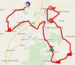 La carte du parcours de la troisième étape du Tour Poitou-Charentes 2016 sur Google Maps