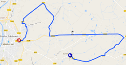 La carte du parcours de la quatrième étape du Tour Poitou-Charentes 2016 sur Google Maps