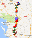 La carte du parcours de la première étape du Tour du Poitou-Charentes 2017 sur Google Maps