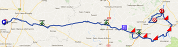 La carte du parcours de la deuxième étape du Tour du Poitou-Charentes 2017 sur Google Maps