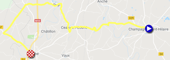La carte du parcours de la quatrième étape du Tour du Poitou-Charentes 2018 sur Google Maps