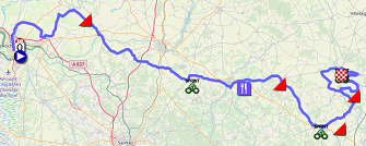 The map with the race route of the second stage of the Tour Poitou-Charentes en Nouvelle-Aquitaine 2019 on Open Street Maps