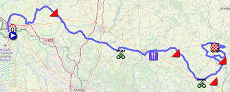 La carte du parcours de la deuxime tape du Tour Poitou-Charentes en Nouvelle-Aquitaine 2019 sur Open Street Maps