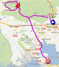 De kaart met het parcours van de tweede etappe van de Tour Med 2012 op Google Maps
