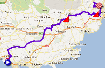 La carte du parcours de la cinquième étape du Tour Med 2013 sur Google Maps