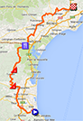 The map with the race route of the first stage of the Tour Med 2014 on Google Maps