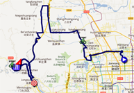 The map with the race course of the second stage of the Tour of Beijing 2011 on Google Maps