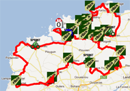 De kaart met het parcours van de Tro Bro Léon 2012 op Google Maps