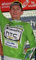 André Greipel (Columbia-HTC) behoudt de groene trui van het puntenklassement in de Vuelta 2009
