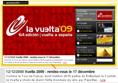 De aankondiging van de Vuelta op letour.fr